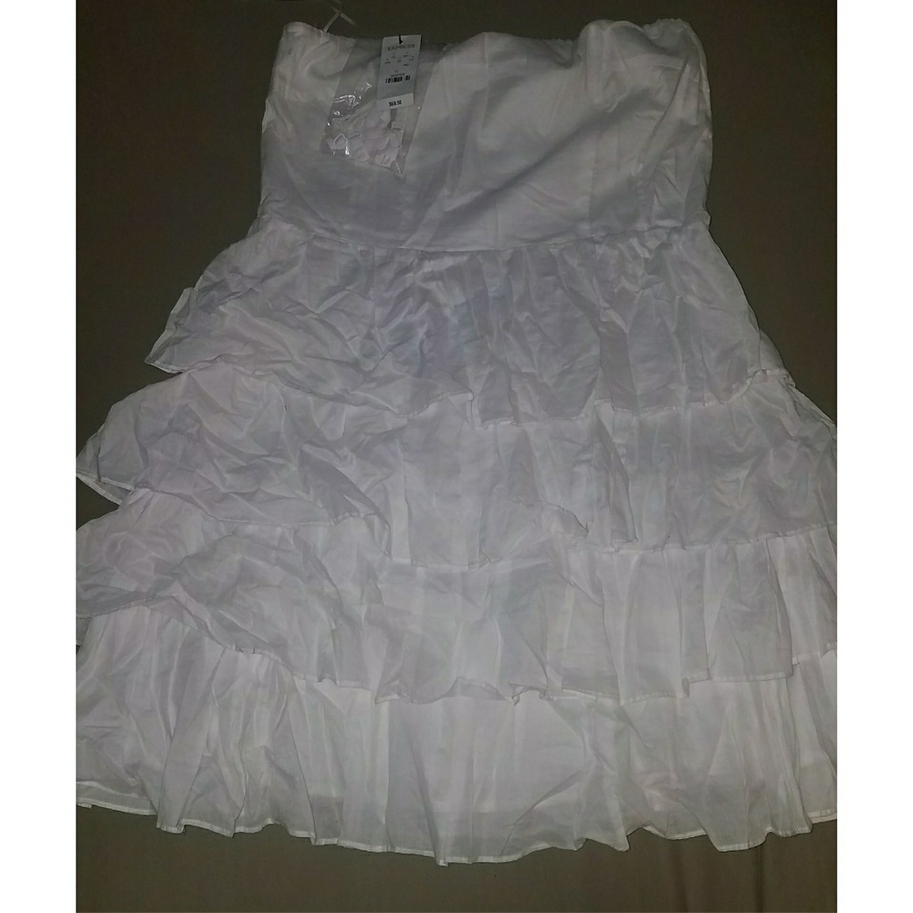 Express Tiered Ruffle Tube Dress - White